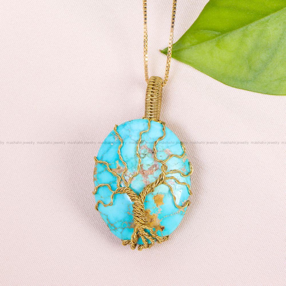 گردنبند فیروزه دست بافت زنانه کد 12207