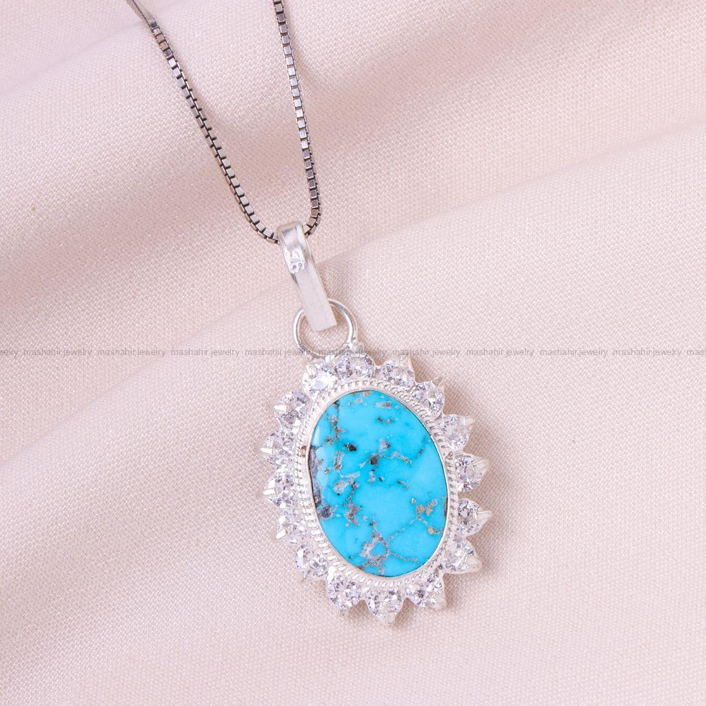 گردنبند فیروزه زنانه کد 12533