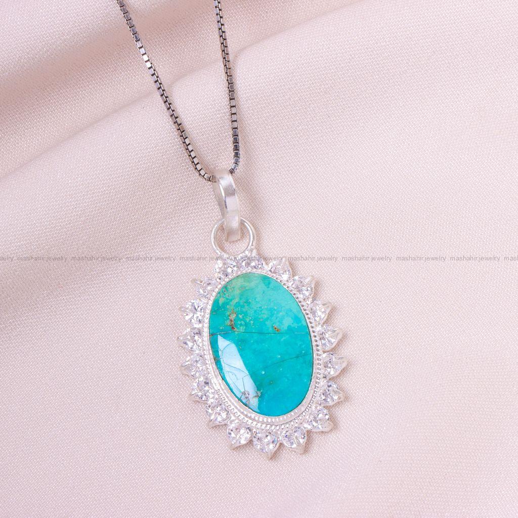 گردنبند فیروزه زنانه کد 12538