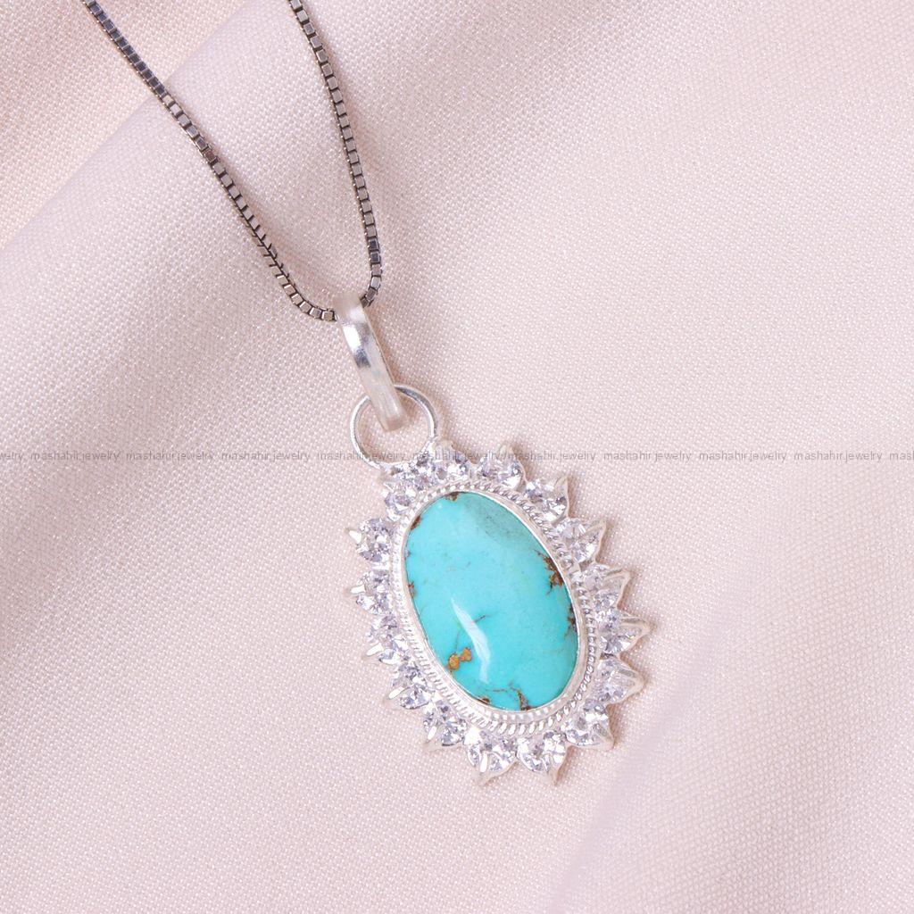 گردنبند فیروزه زنانه کد 12540