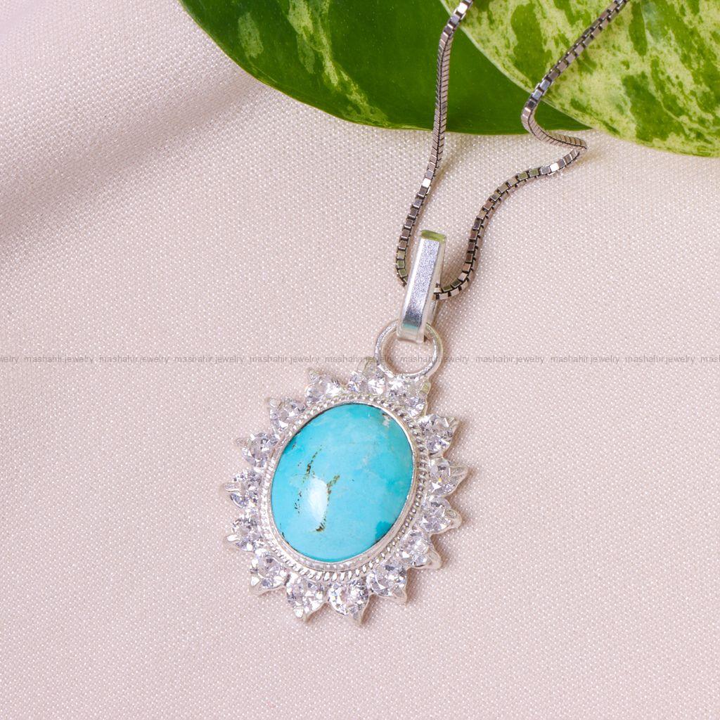 گردنبند فیروزه زنانه کد 12557