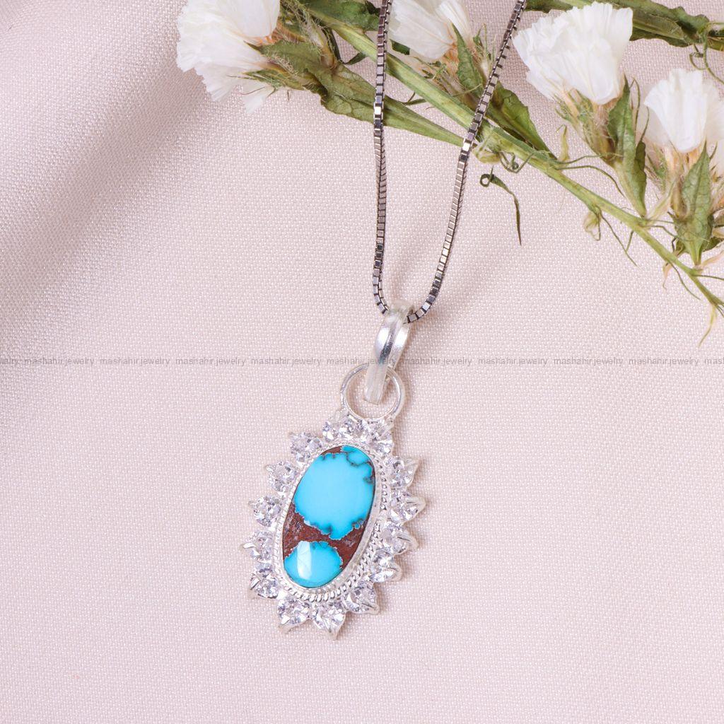 گردنبند فیروزه زنانه کد 12567
