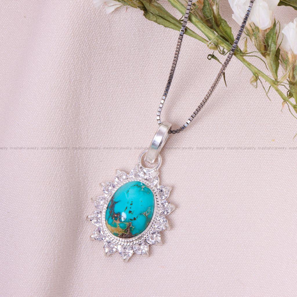 گردنبند فیروزه زنانه کد 12570