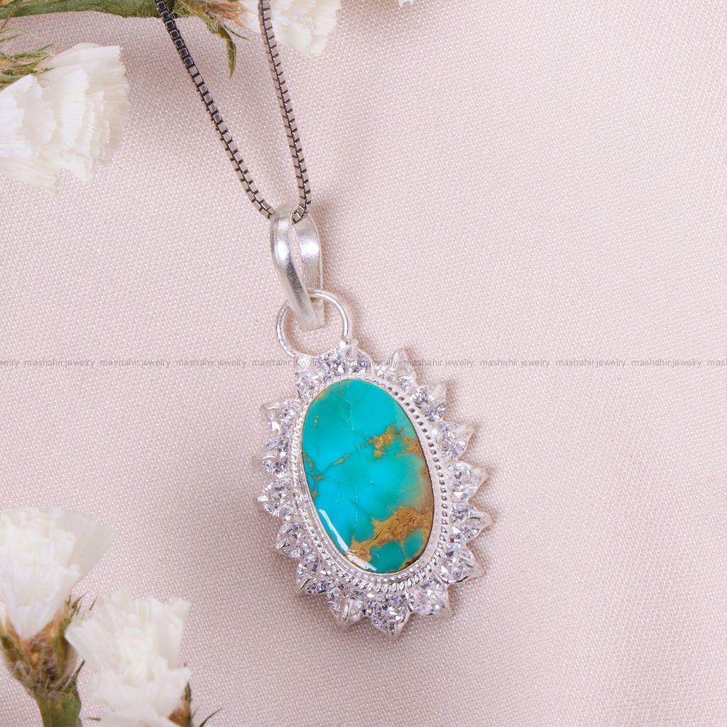گردنبند فیروزه زنانه کد 12571