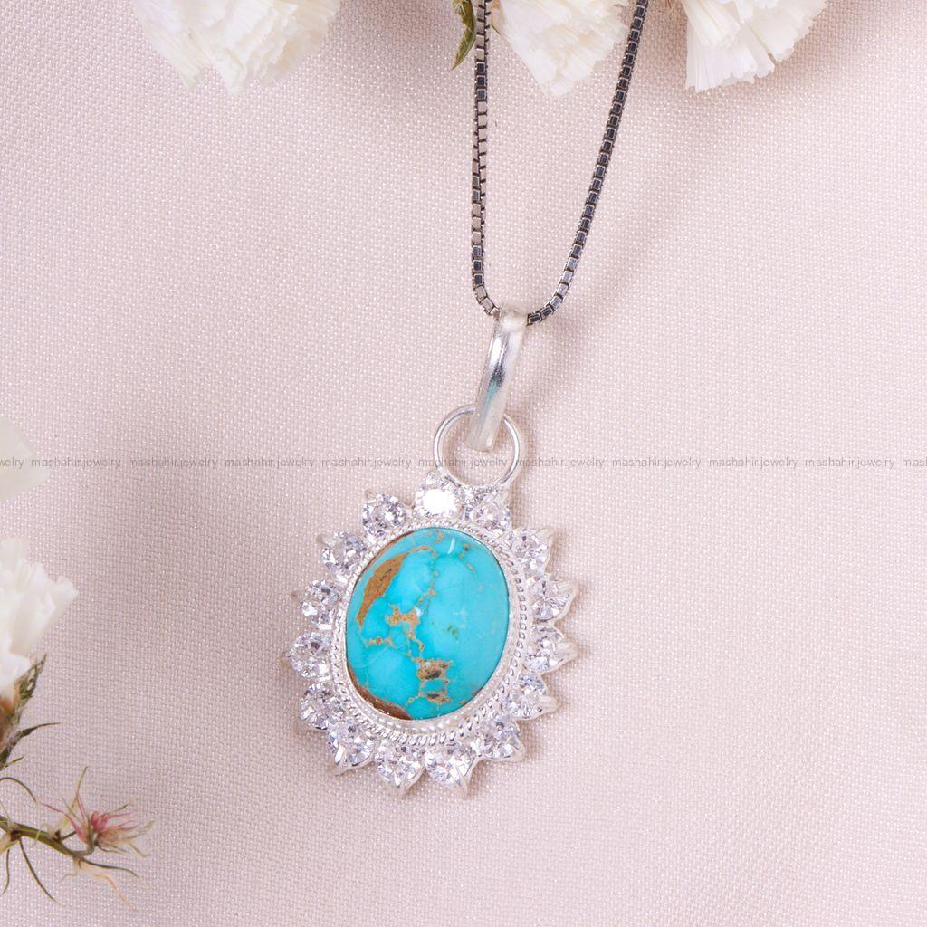 گردنبند فیروزه زنانه کد 12572