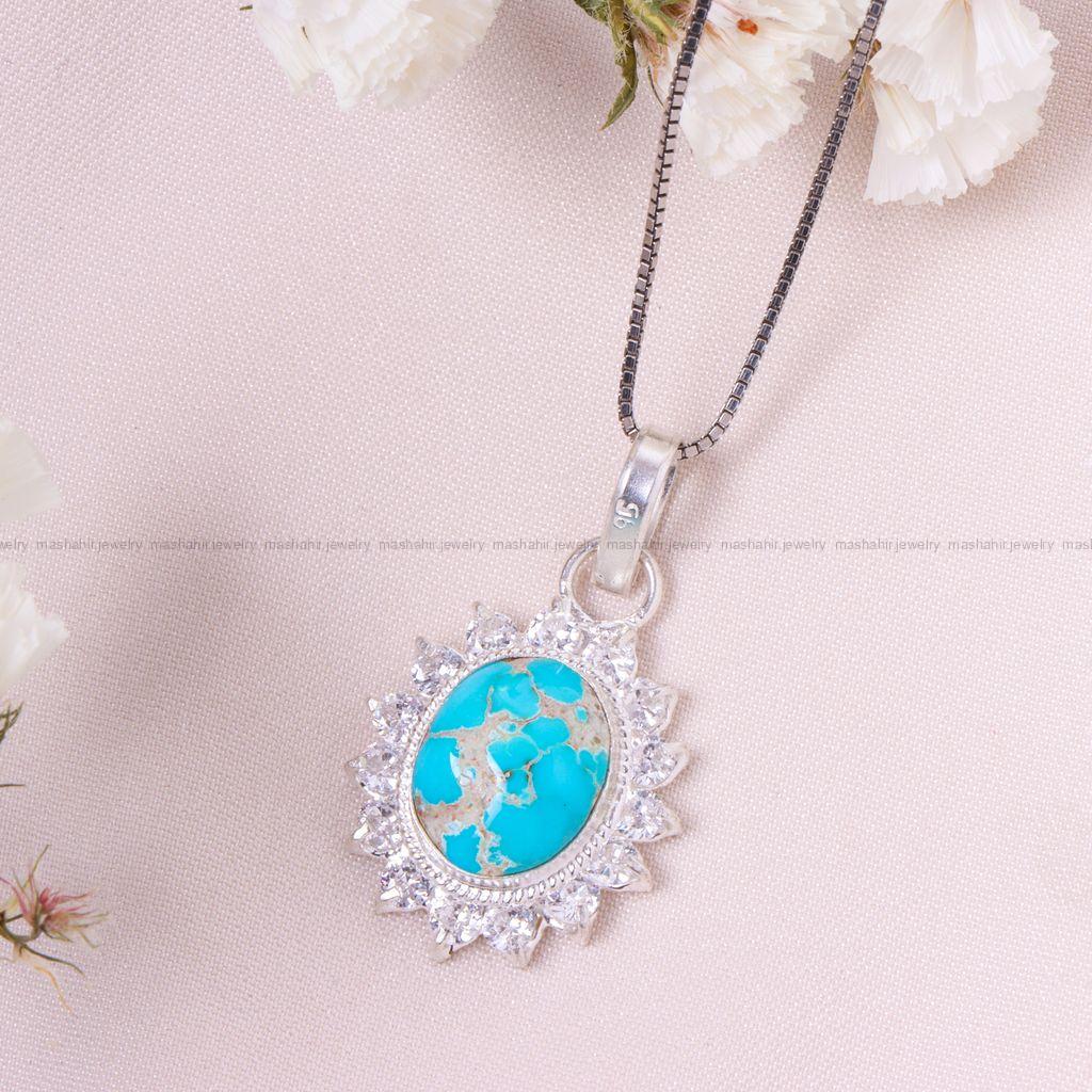 گردنبند فیروزه زنانه کد 12574