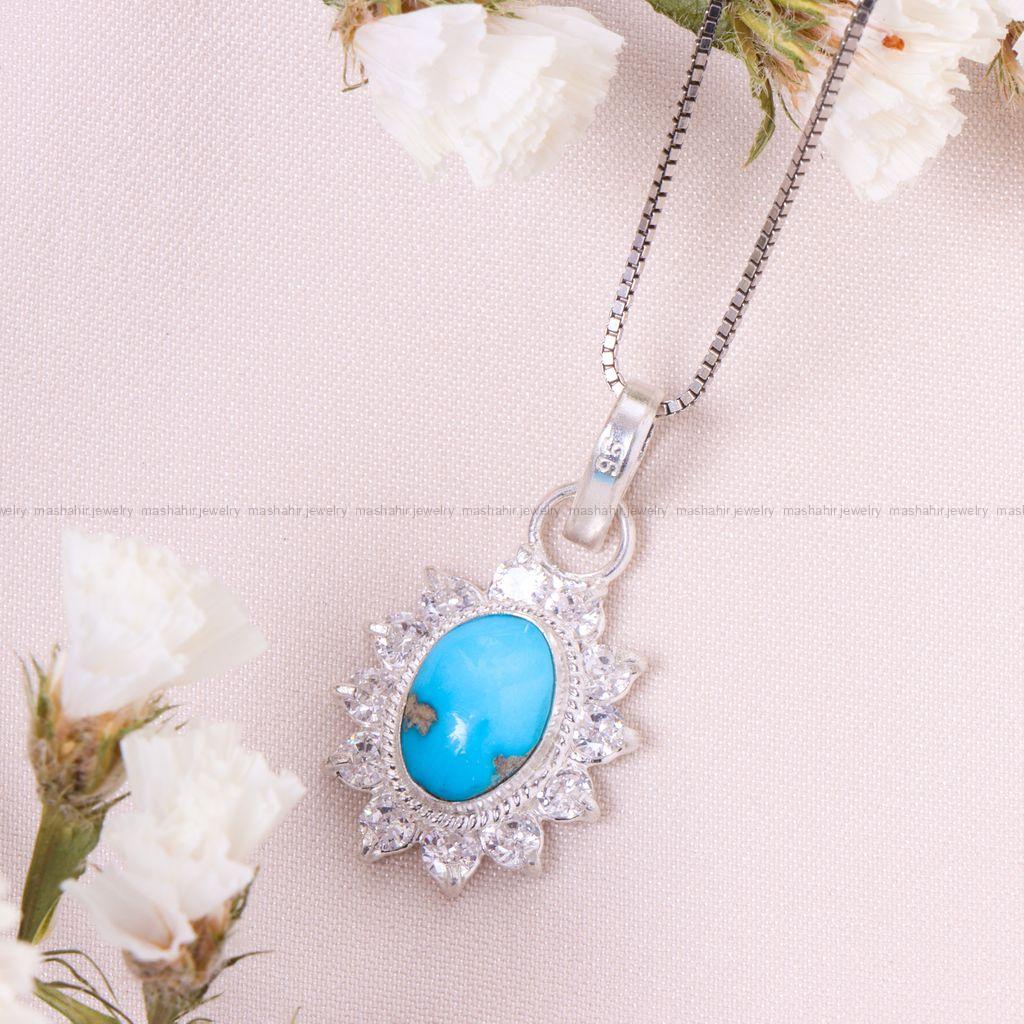 گردنبند فیروزه زنانه کد 12575