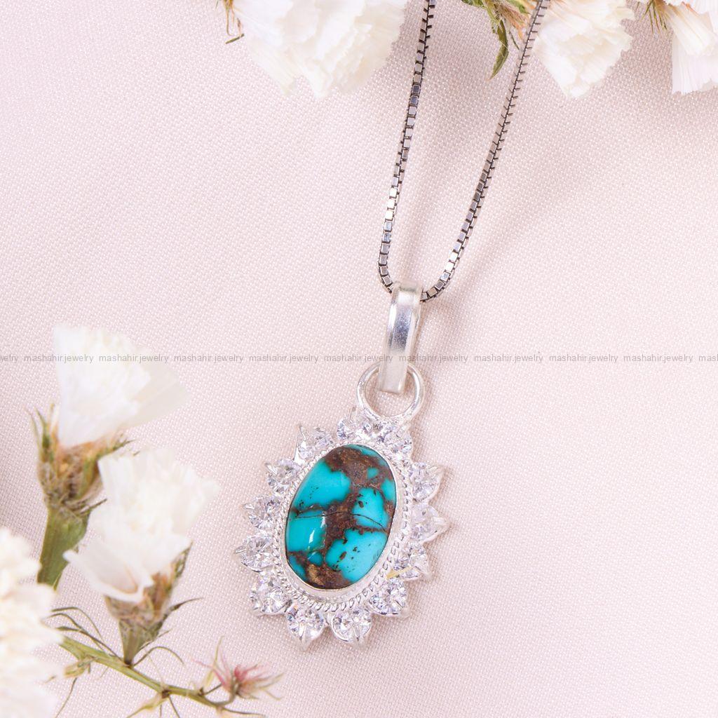 گردنبند فیروزه زنانه کد 12576