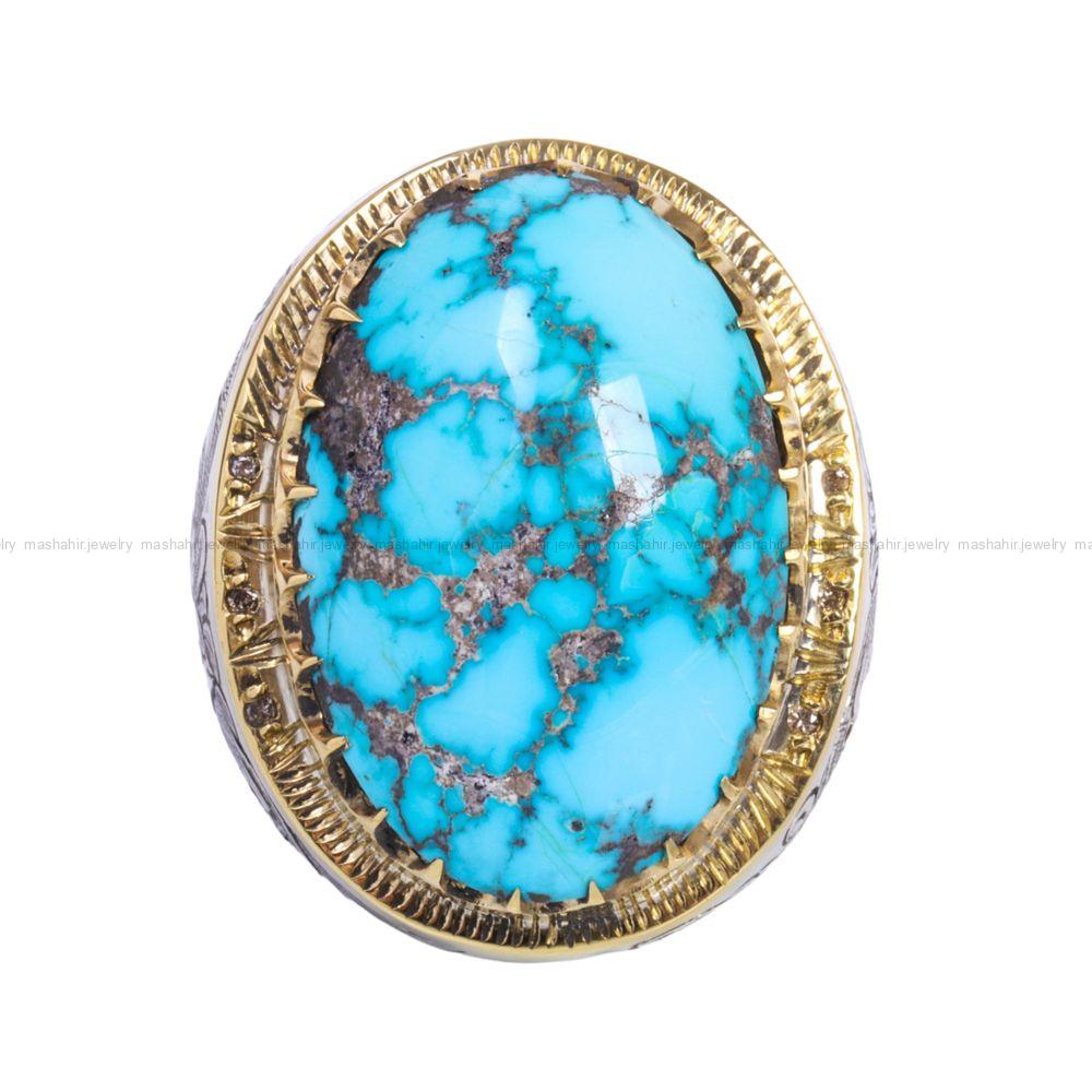 انگشتر فیروزه شجری مردانه کد 12258