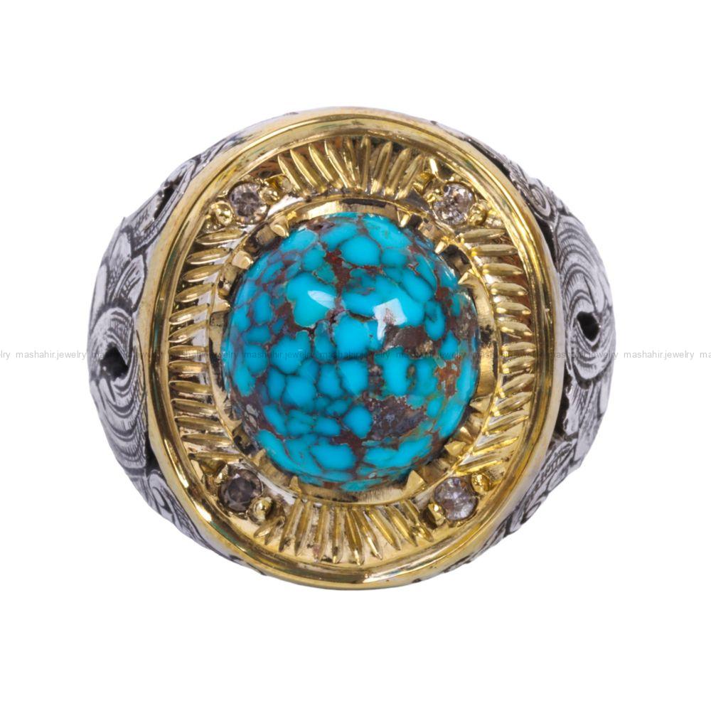 انگشتر فیروزه شجری مردانه کد 12260