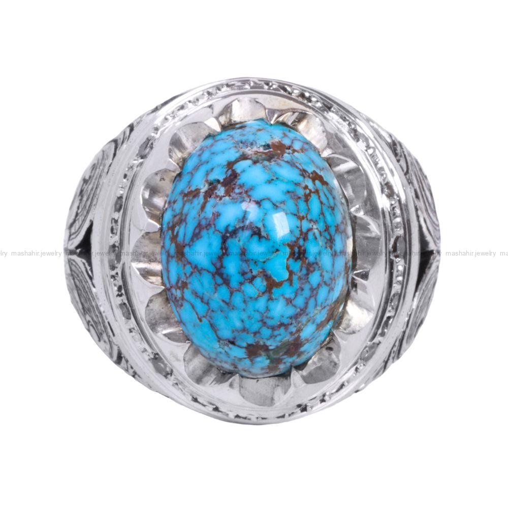 انگشتر فیروزه شجری مردانه کد 12296