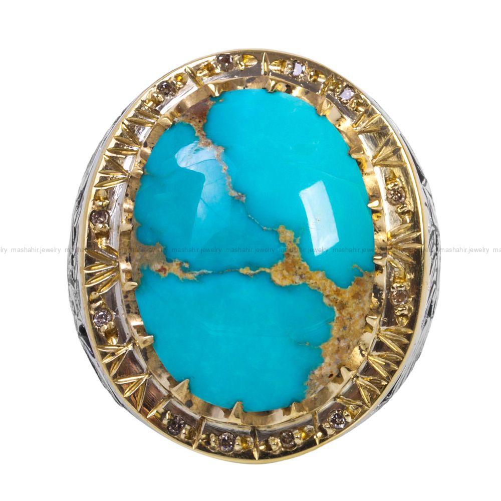 انگشتر فیروزه شجری مردانه کد 12304