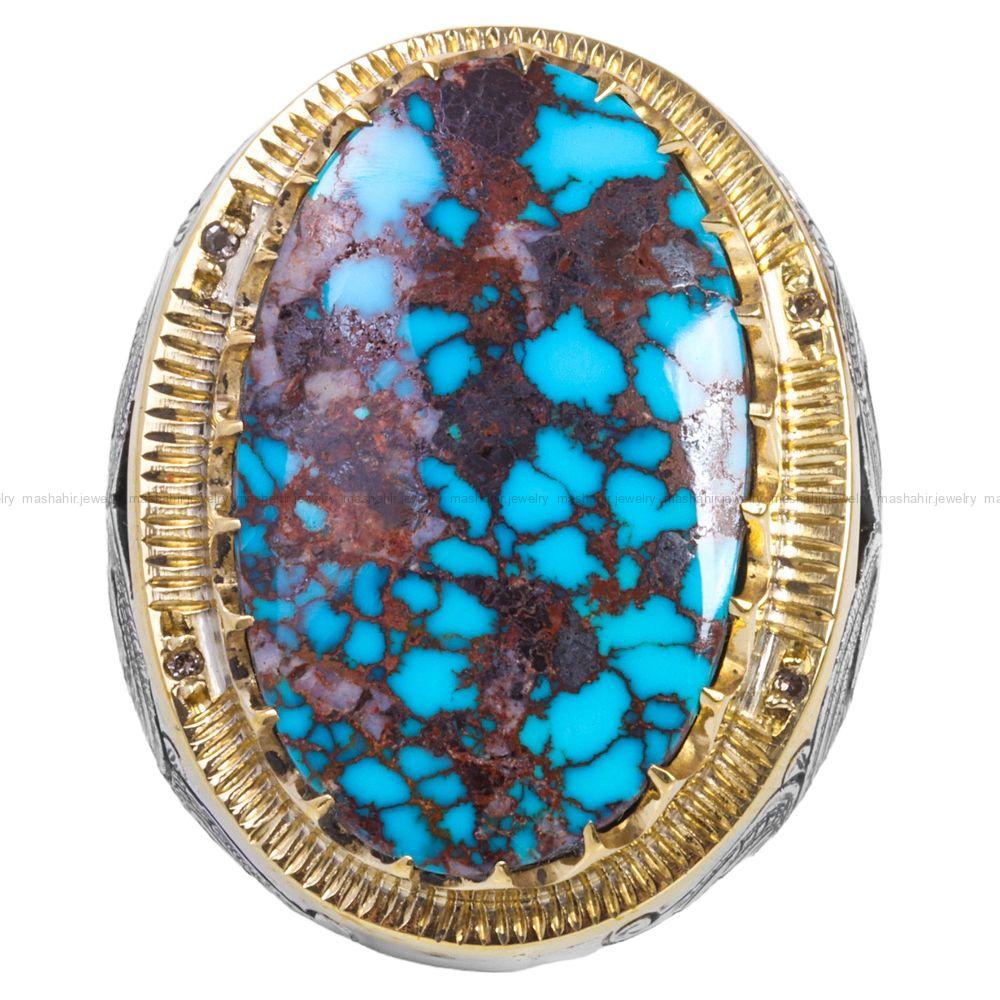انگشتر فیروزه شجری مردانه کد 12305