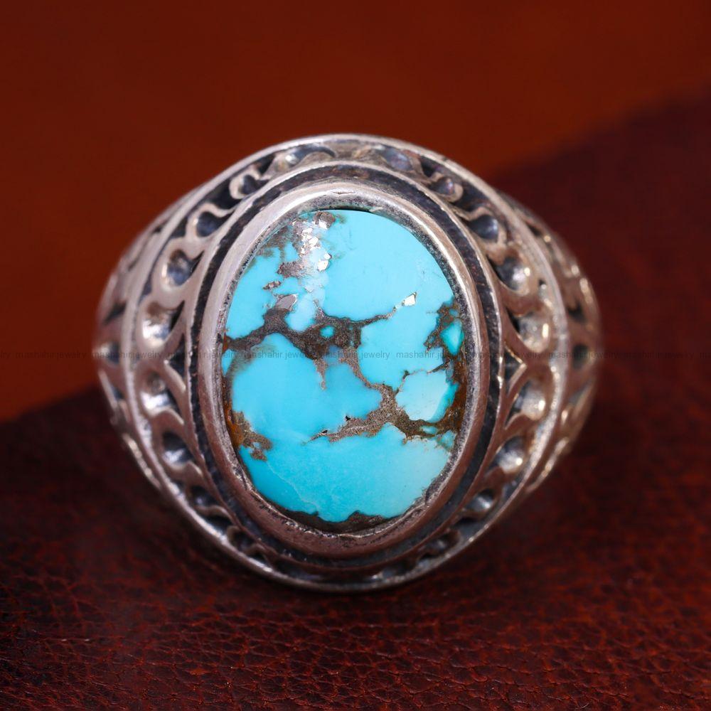 انگشتر فیروزه شجری مردانه کد 12684