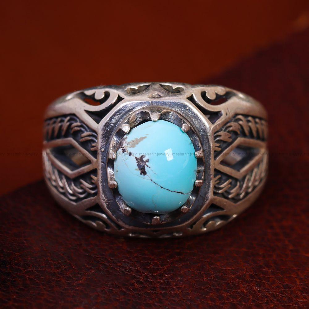 انگشتر فیروزه شجری مردانه کد 12691