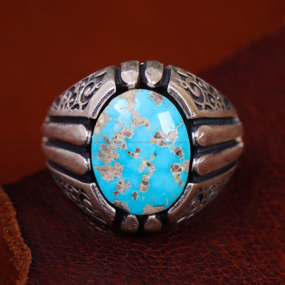 انگشتر فیروزه شجری مردانه کد 12702