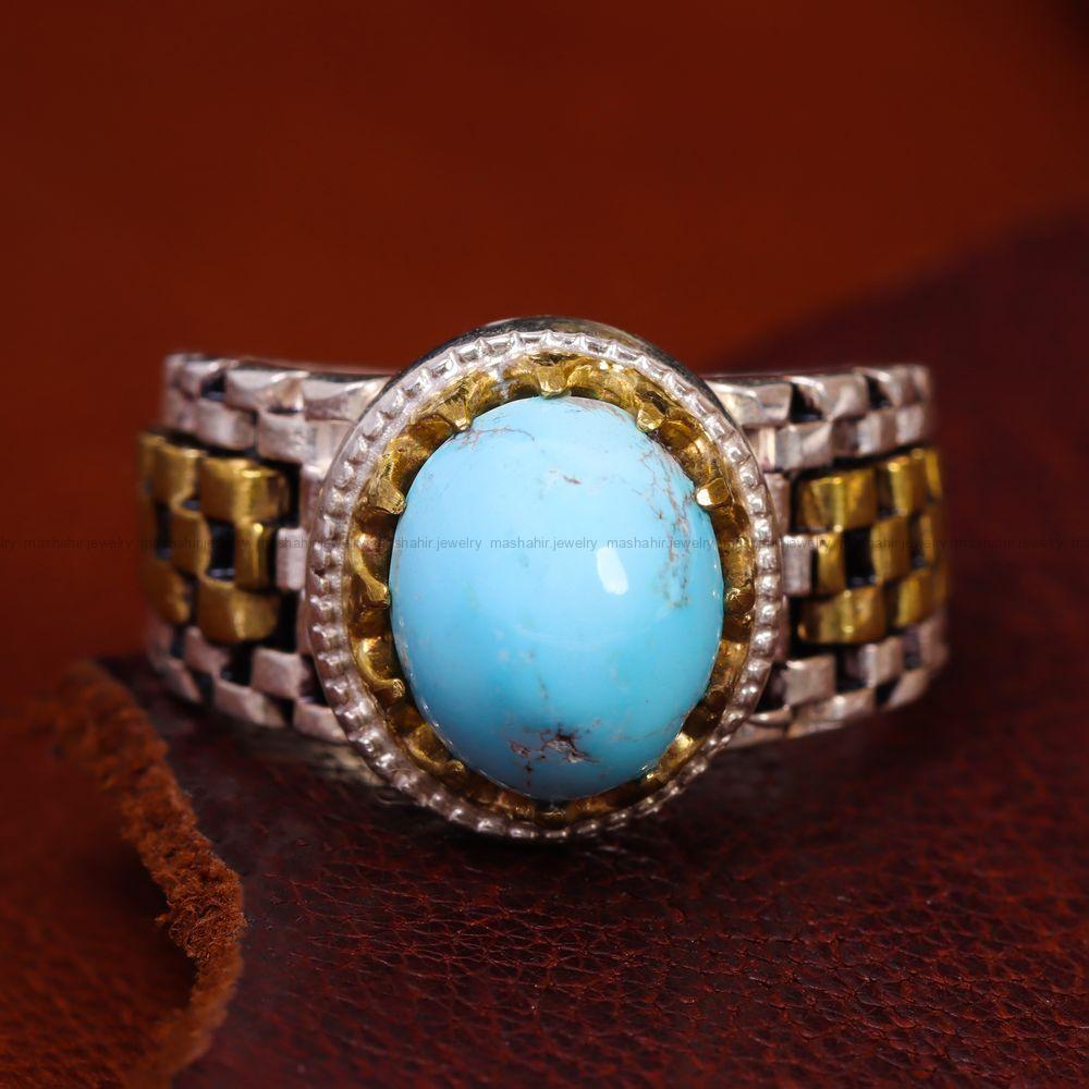 انگشتر فیروزه شجری مردانه کد 12718