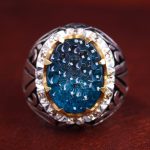 انگشتر توپاز آبی مردانه کد 12728