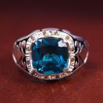 انگشتر توپاز آبی مردانه کد 12734