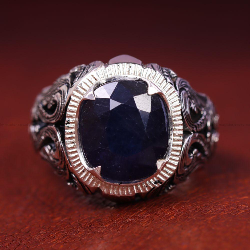 انگشتر ياقوت کبود مردانه کد 12738