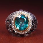 انگشتر توپاز آبی مردانه کد 12739