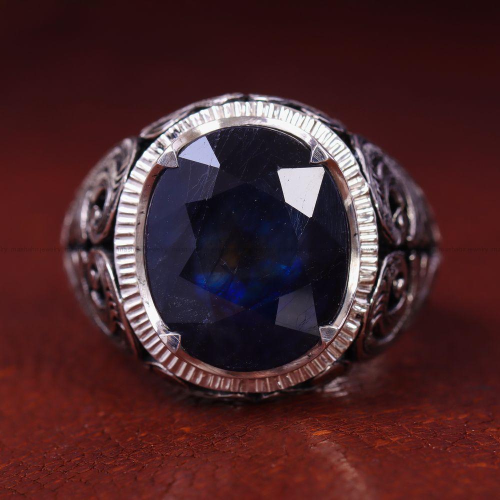 انگشتر ياقوت کبود مردانه کد 12748