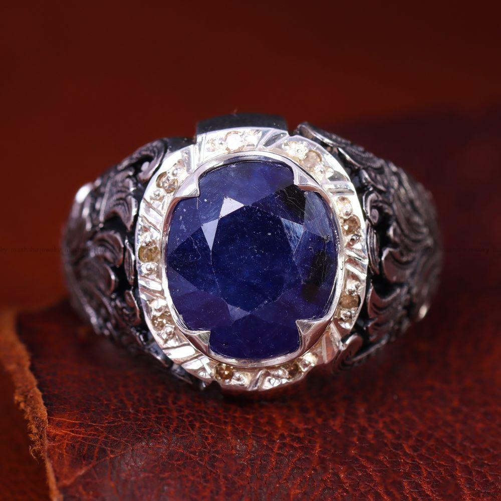 انگشتر ياقوت کبود مردانه کد 12758