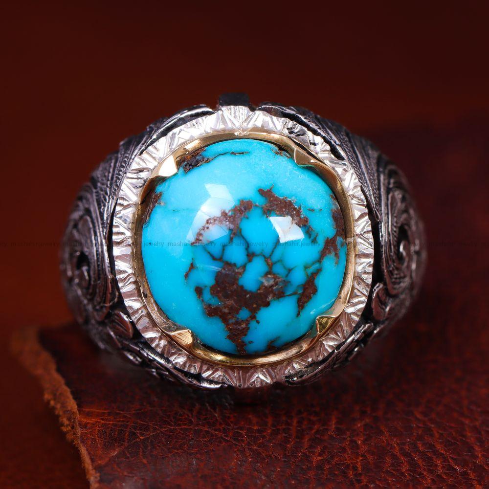 انگشتر فیروزه شجری مردانه کد 12760