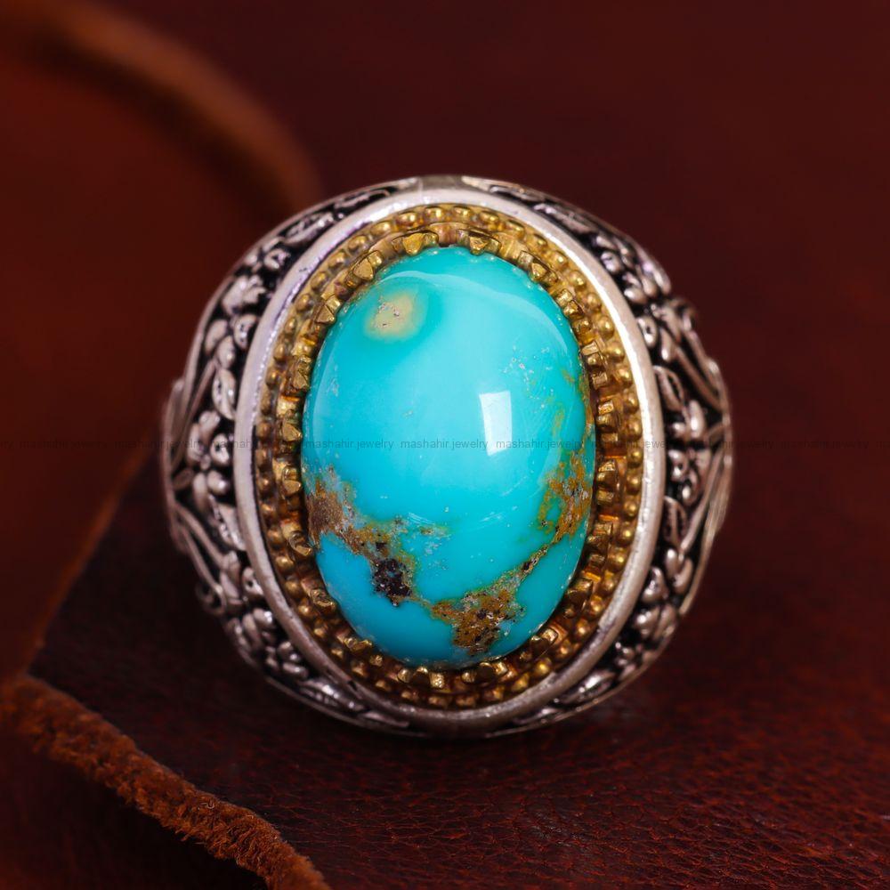 انگشتر فیروزه شجری مردانه کد 12863