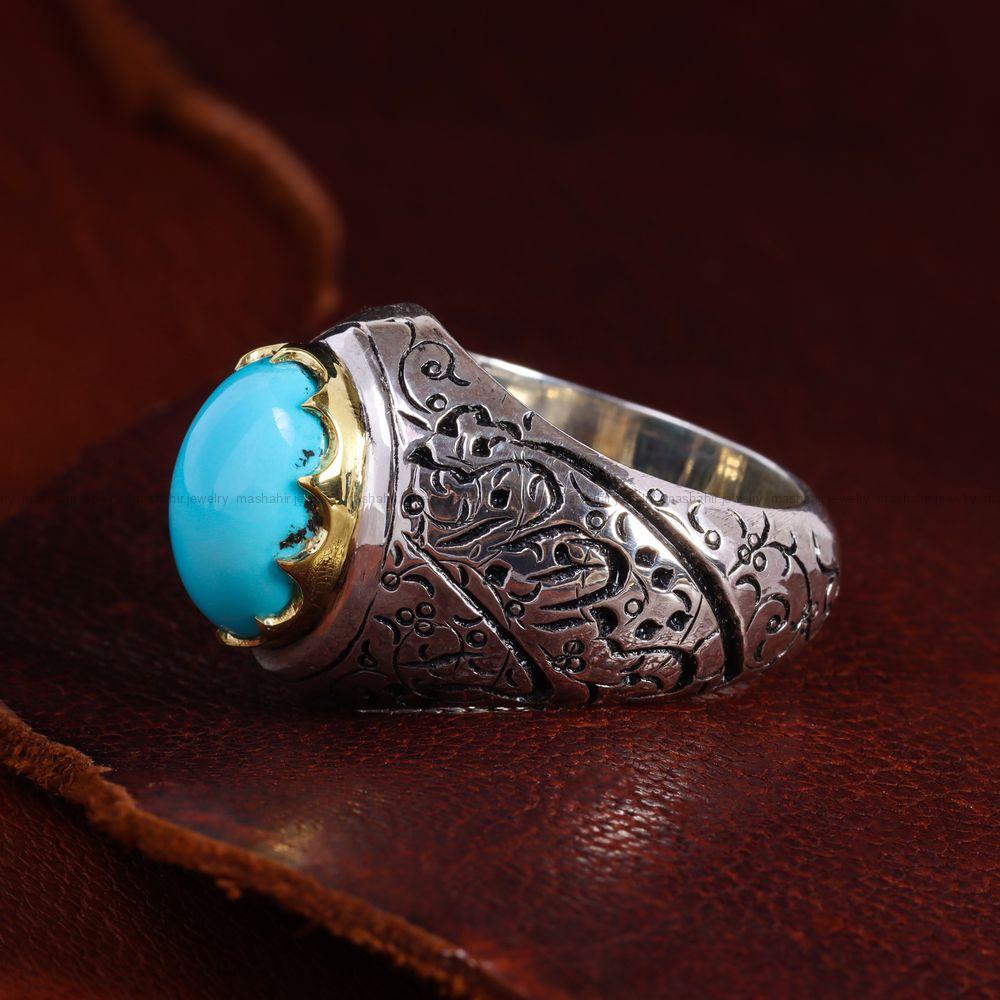 انگشتر فیروزه عجمی مردانه کد 12934