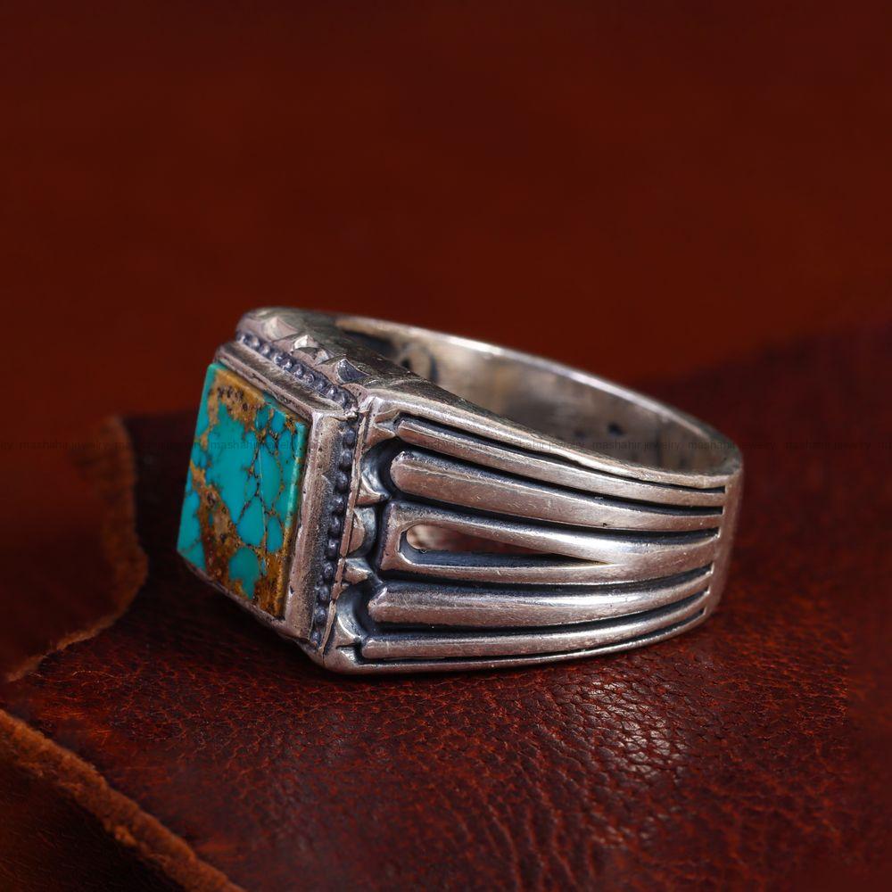 انگشتر فیروزه شجری مردانه کد 13051