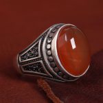 انگشتر عقیق مردانه کد 12129