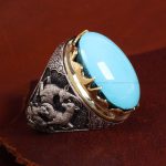 انگشتر فیروزه عجمی مردانه کد 12137