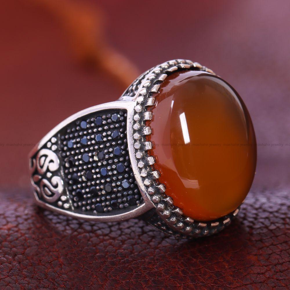 انگشتر عقیق مردانه کد 12239