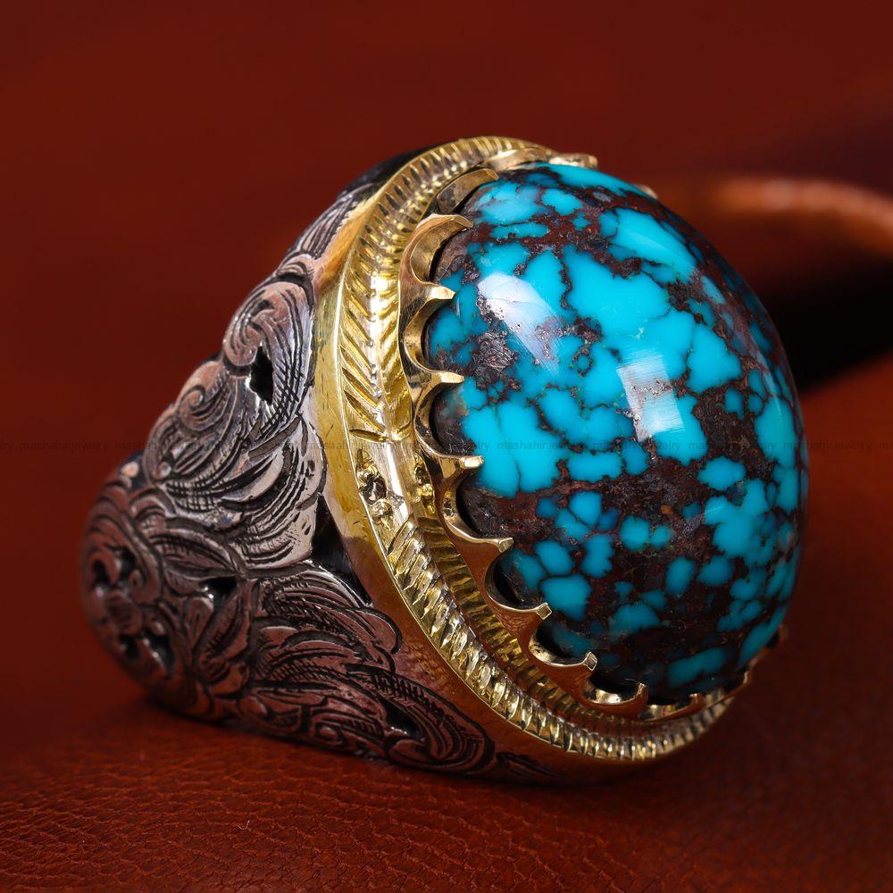 انگشتر فیروزه شجری مردانه کد 12259