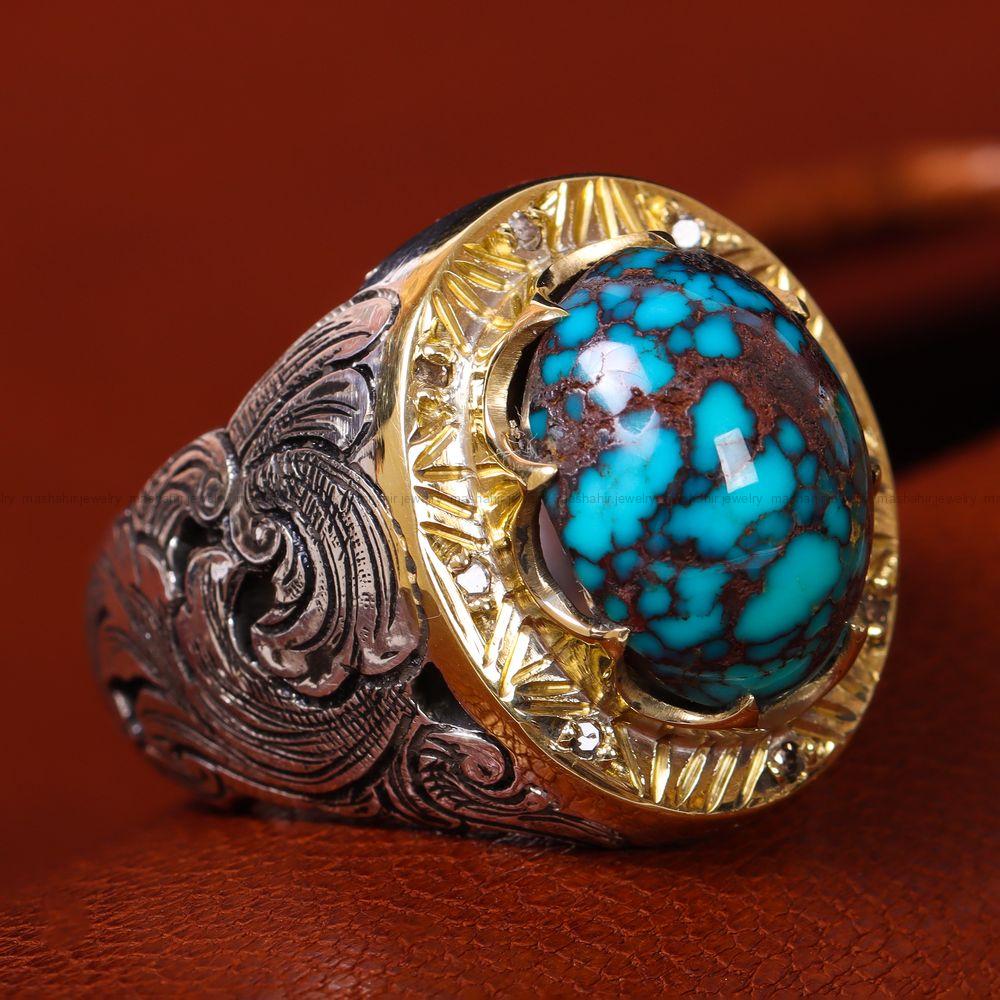 انگشتر فیروزه شجری مردانه کد 12261