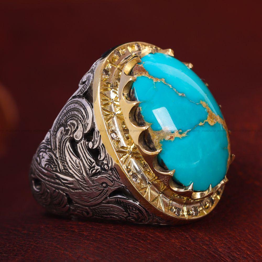 انگشتر فیروزه شجری مردانه کد 12304