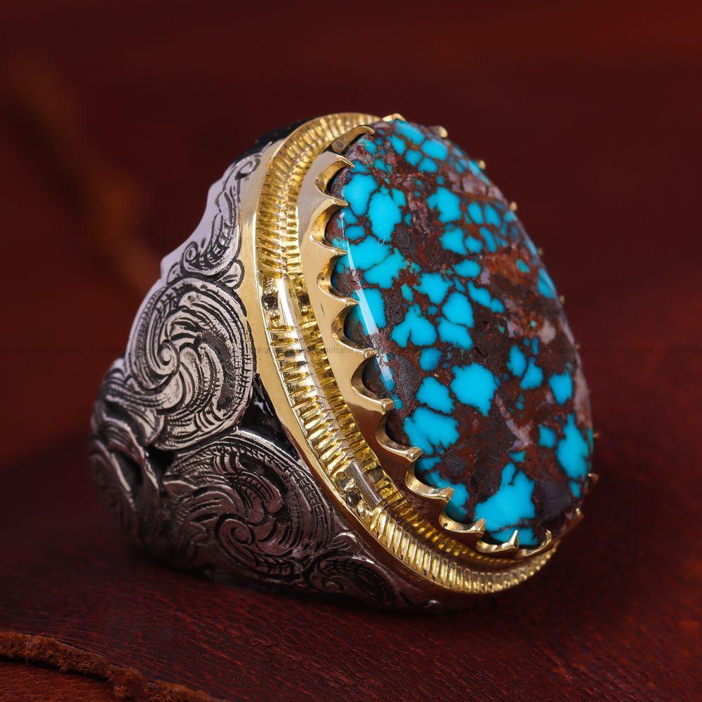 انگشتر فیروزه شجری مردانه کد 12305