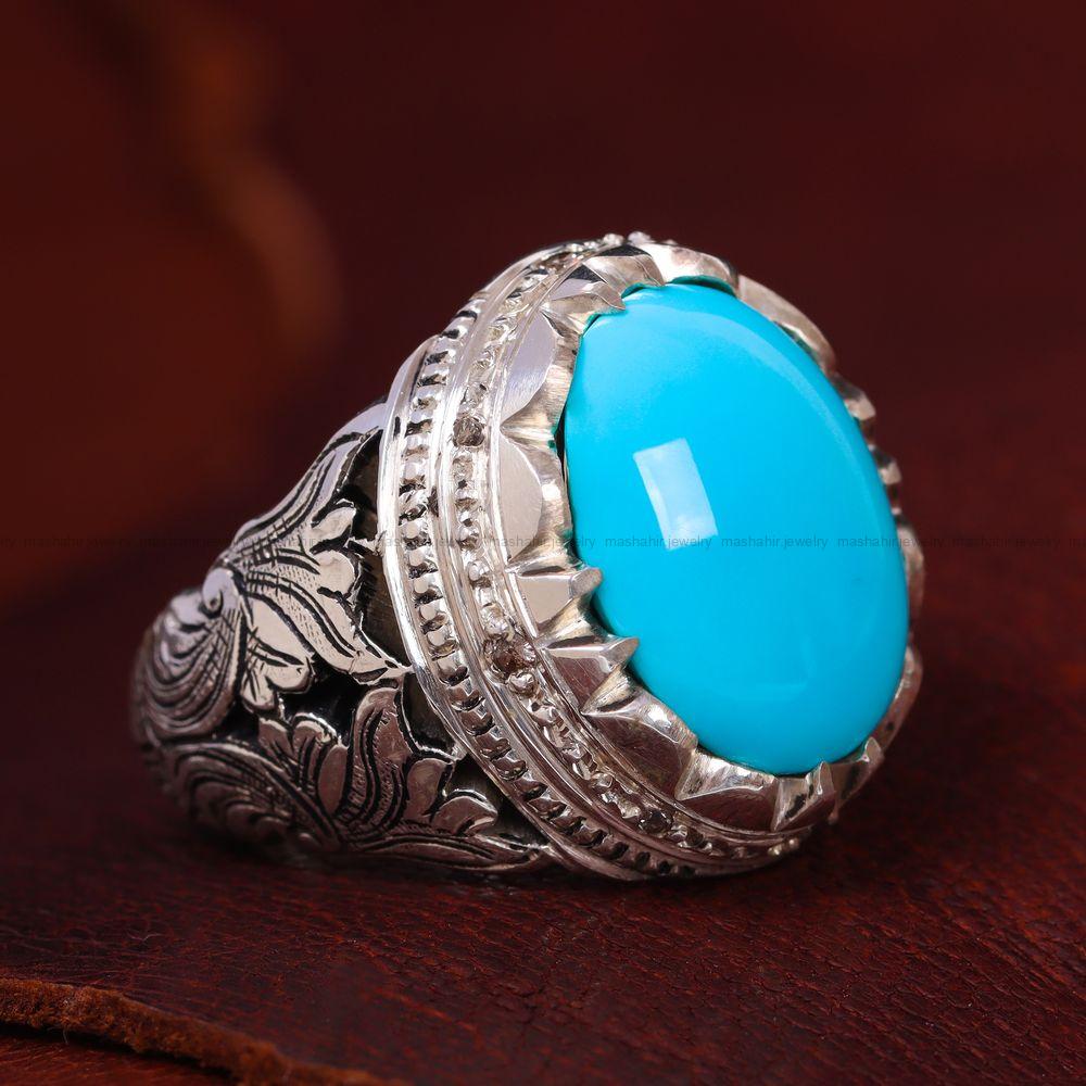 انگشتر فیروزه عجمی مردانه کد 12309