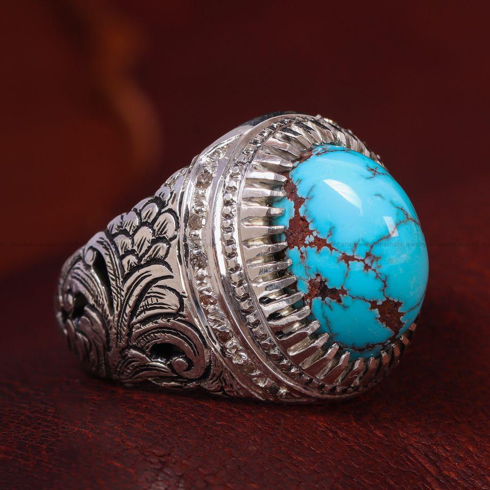 انگشتر فیروزه شجری مردانه کد 12316