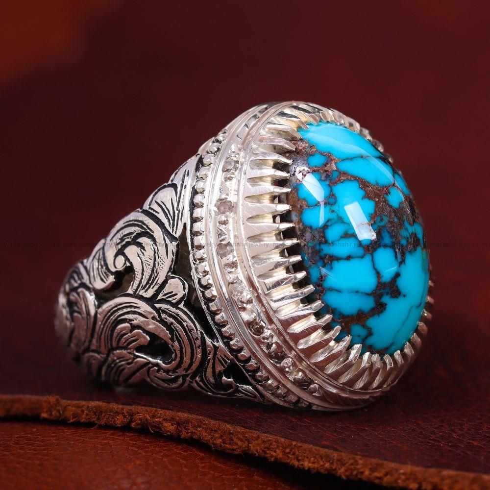 انگشتر فیروزه شجری مردانه کد 12320