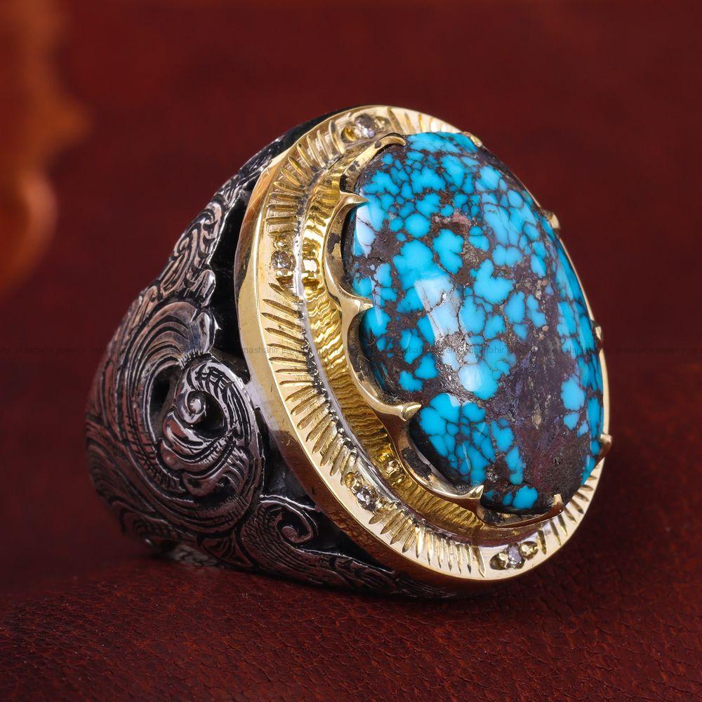 انگشتر فیروزه شجری مردانه کد 12321