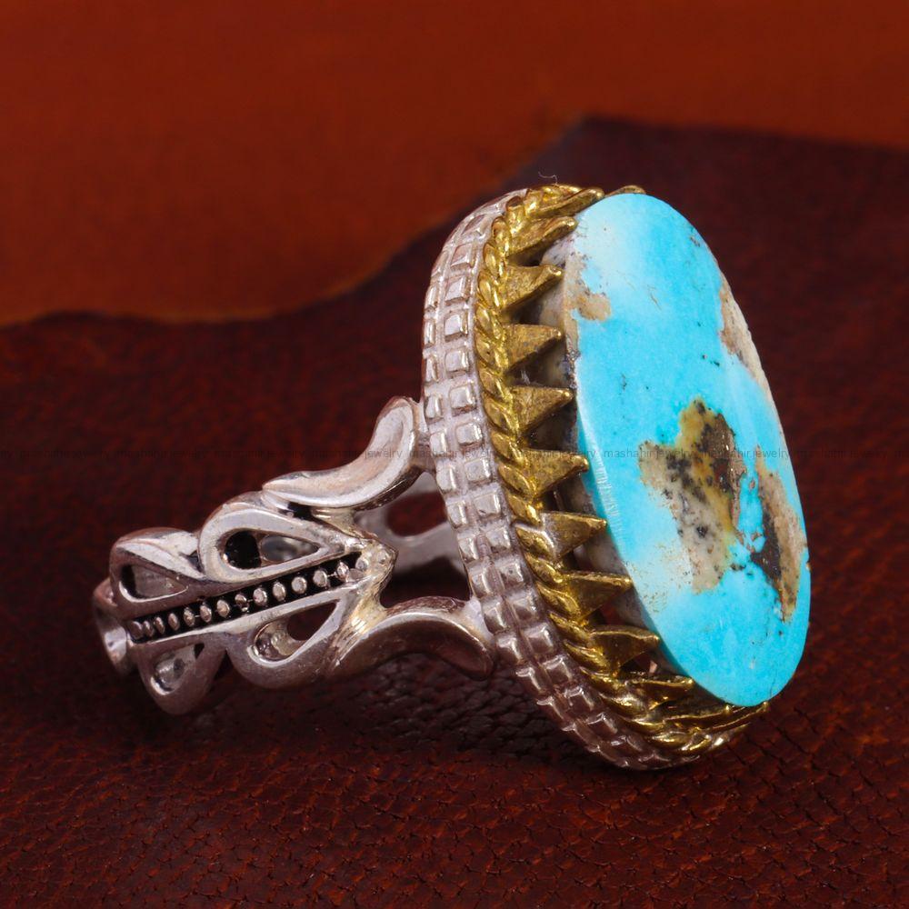 انگشتر فیروزه شجری مردانه کد 12679