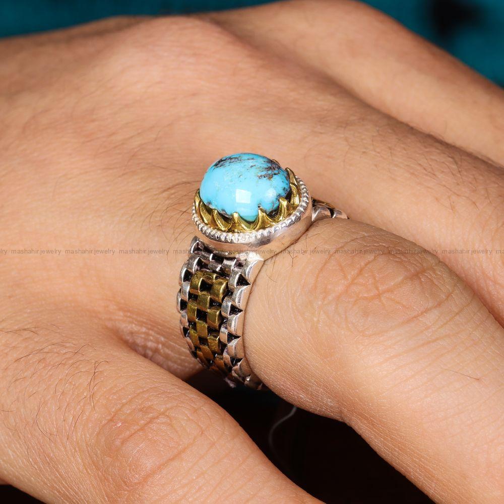 انگشتر فیروزه شجری مردانه کد 12680