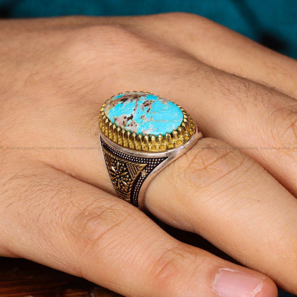 انگشتر فیروزه شجری مردانه کد 12693