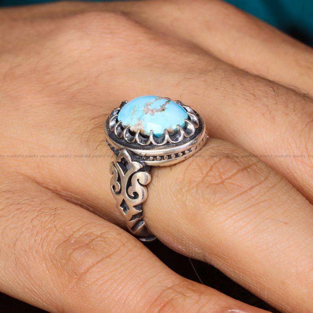 انگشتر فیروزه شجری مردانه کد 12696