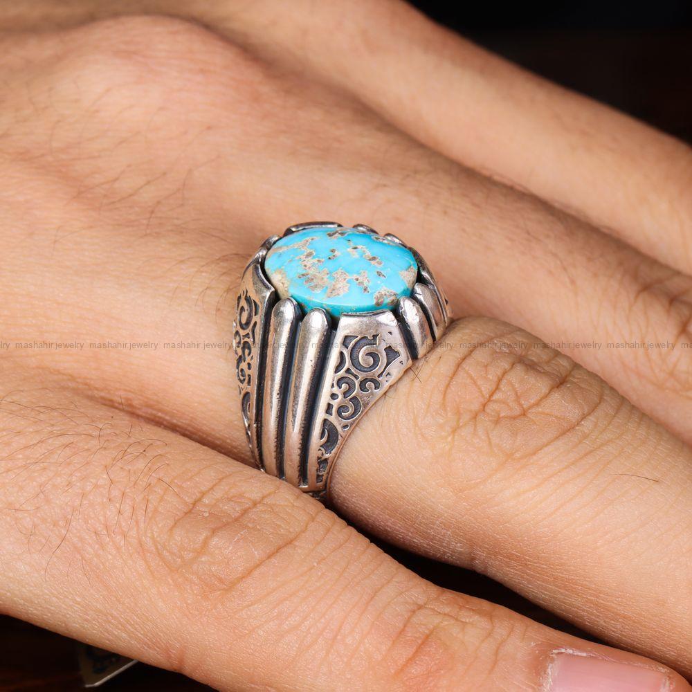 انگشتر فیروزه شجری مردانه کد 12702