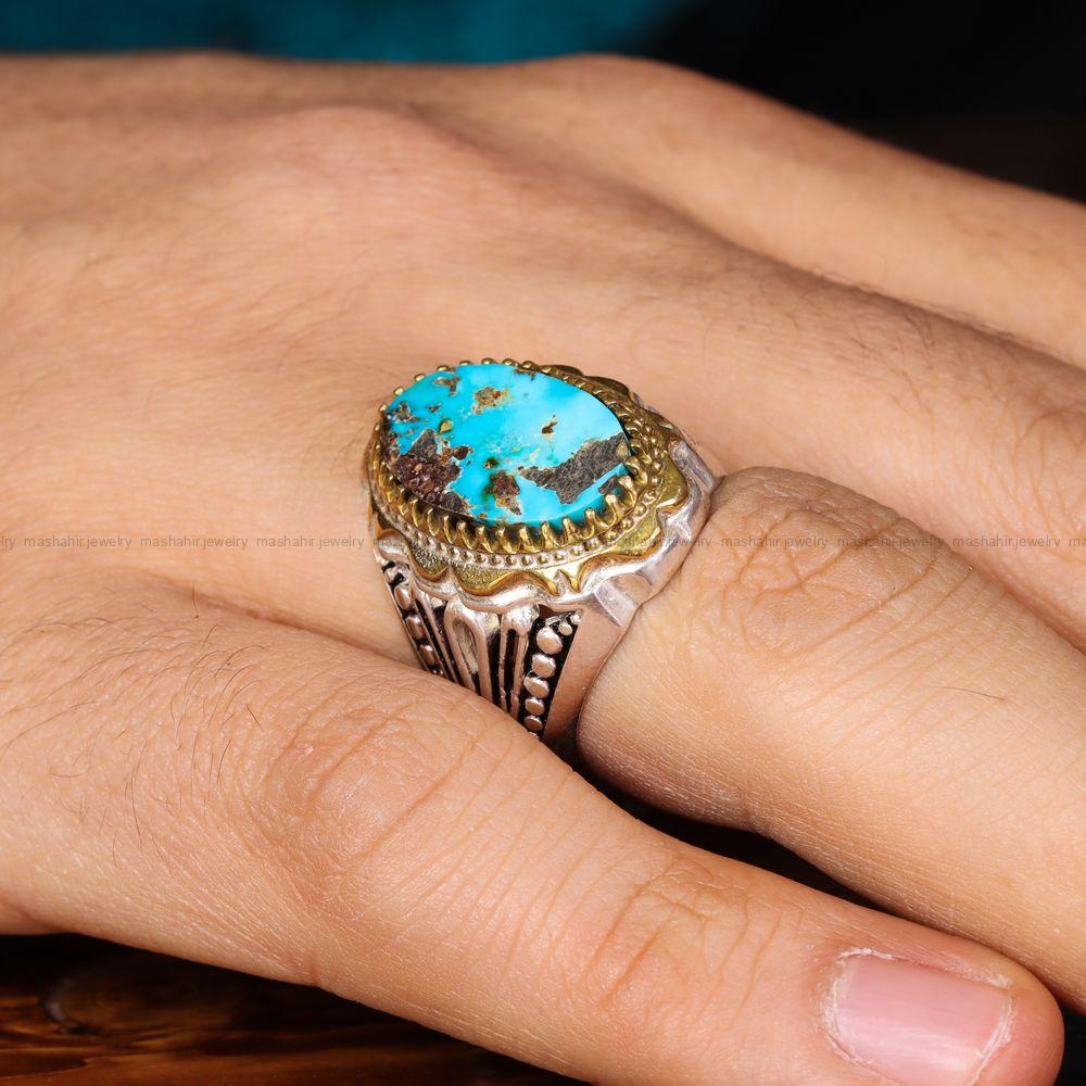 انگشتر فیروزه شجری مردانه کد 12703