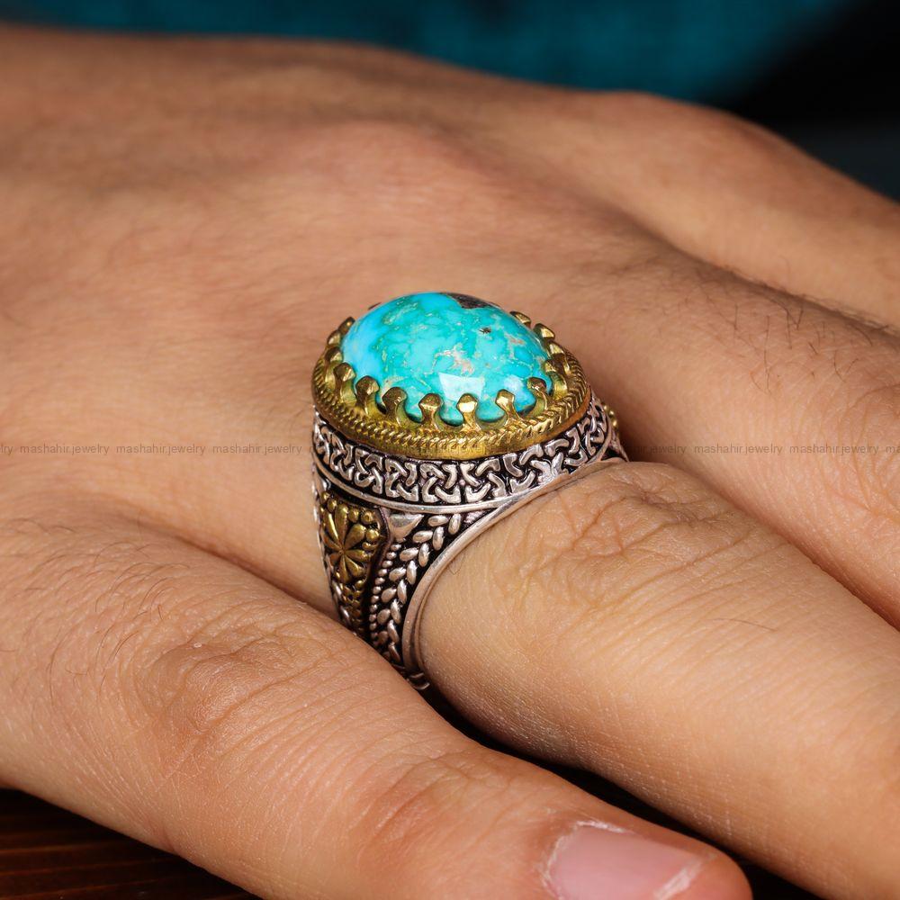 انگشتر فیروزه شجری مردانه کد 12711