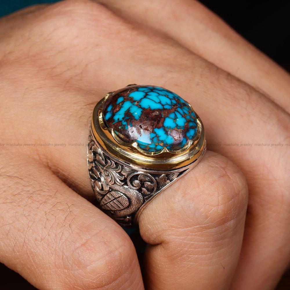 انگشتر فیروزه شجری مردانه کد 12724